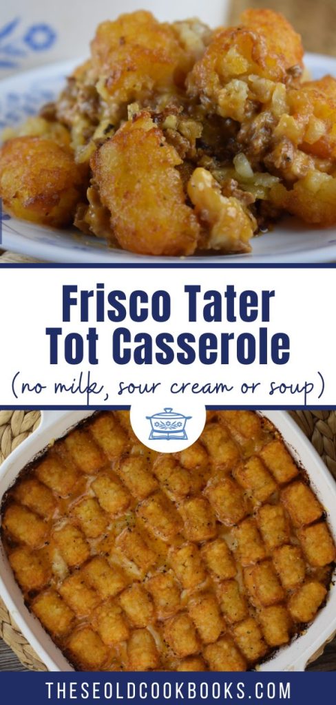 Frisco Tater Tot Casserole is an updated version of the classic recipe. Our tater tot casserole without soup has all the flavors of a Frisco Melt.  It's sweet, cheesy flavor will have your kids begging for more. 