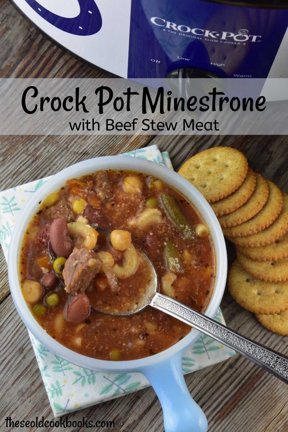 Crock Pot Minestrone with Cubed Beef is a one-pot meal that feeds a crowd. This Italian-inspired soup recipe uses beef stew meat for a hearty minestrone packed with vegetables and beans. 
