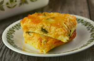 Cheesy Jalapeno Egg Squares are a simple 4 ingredient recipe made from eggs, shredded cheese, diced onion and canned, diced jalapeno peppers.  This versatile Mexican egg casserole can be served for breakfast or cut into squares for a spicy appetizer. 