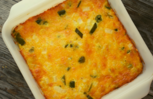 Cheesy Jalapeno Egg Squares are a simple 4 ingredient recipe made from eggs, shredded cheese, diced onion and canned, diced jalapeno peppers.  This versatile Mexican egg casserole can be served for breakfast or cut into squares for a spicy appetizer. 