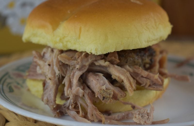 Crock Pot Pulled Pork (no BBQ sauce) is an easy recipe that uses three ingredients to season a pork butt - kosher salt, black pepper and garlic powder.  Using a slow cooker is an easy method to achieve perfectly tender and moist pulled pork. The prep is quick, and the result is a favorite of my family.