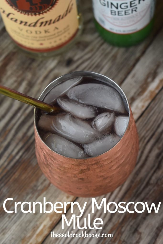 Serve this cranberry Moscow mule cocktail in the traditional Moscow mule mugs.
