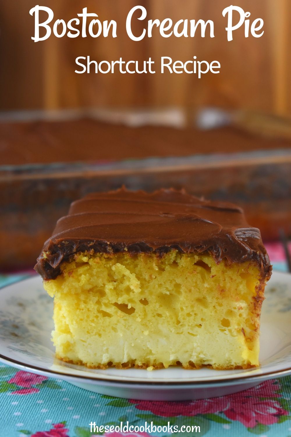 Granny's Boston Cream Cake is a shortcut recipe for your beloved Boston Cream Pie.  Topped with chocolate fudge icing, a yellow cake mix is taken to a whole new level with a decadent cream cheese layer.