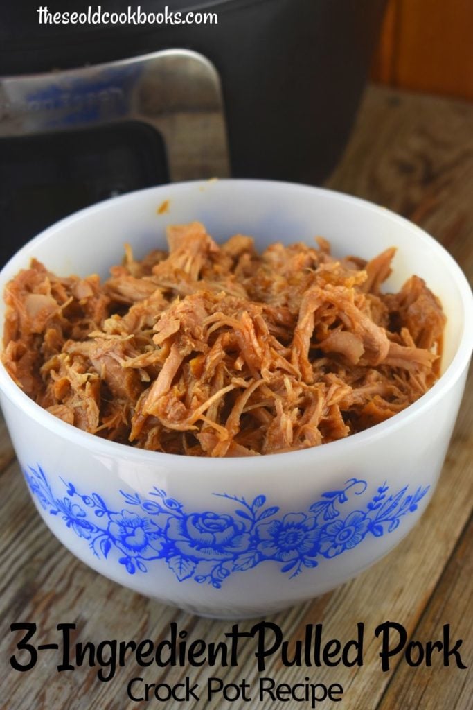 Quick Crock Pot Pulled Pork is a 3-ingredient entrée that can be tossed in the slow cooker in a matter of minutes. This simple meal packs a flavor punch with perfectly seasoned pork tossed in your favorite barbecue sauce.
