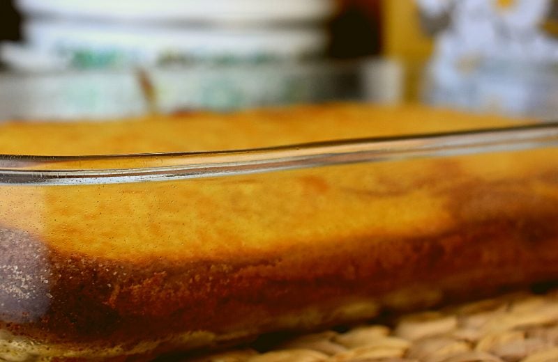 This particular old fashioned autumn applesauce cake has a cinnamon-swirl center so it makes a delicious coffee cake. Try it for breakfast! Take your knife and swirl around to get the cinnamon sugar all the way though the cake.