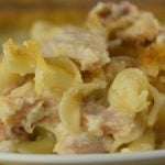 Our version of homemade Chicken Tetrazzini Casserole (with egg noodles) is without canned soup, sour cream and cream. Instead, the cheesy sauce is made from milk, chicken broth and shredded Parmesan. This Chicken Tetrazzini with homemade sauce is just like Grandma might make back in her day.