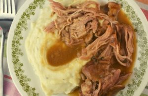 If you're looking for a new favorite crock pot recipe that the whole family will love, try Easy Slow Cooker Pork Roast. With only 4 ingredients, you'll won't even break a sweat when preparing this tender pork roast.