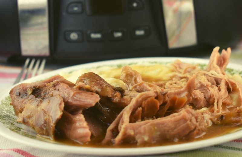 If you're looking for a new favorite crock pot recipe that the whole family will love, try Easy Slow Cooker Pork Roast. With only 4 ingredients, you'll won't even break a sweat when preparing this tender pork roast.