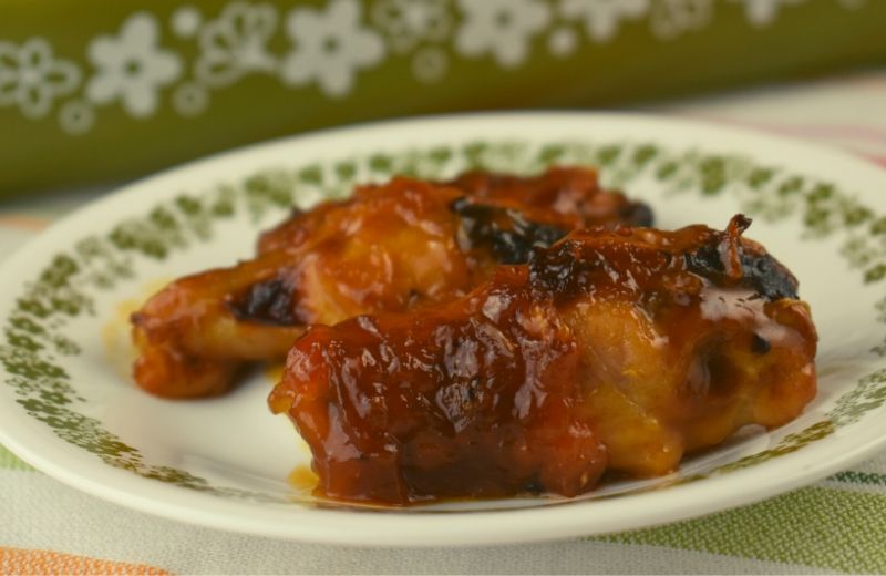Hawaiian Glazed Chicken is an easy oven-baked recipe using minimal ingredients.  Use this sweet, sticky sauce on chicken wings or legs for a family-pleasing meal. 