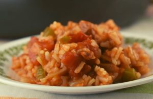 Our Jambalaya with Ham is the perfect leftover ham recipe after the holidays.  This quick jambalaya is a one pan version that comes together in 30 minutes.  