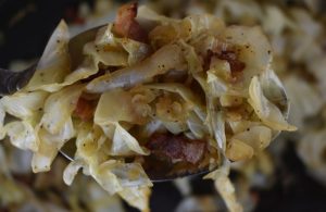 Bacon and cabbage are the perfect combination, and Fried Cabbage with Bacon might be my favorite side dish. This fail-proof recipe tastes just like Mom's. Pair skillet fried cabbage with bacon along side of steak, chicken or pork, or maybe you'll just eat it all by itself. 
