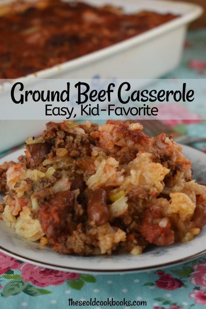 Hamburger Hot Dish with Rice is an easy casserole featuring rice, ground beef and kidney beans.