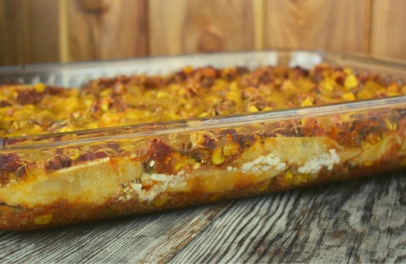 My kids absolutely go wild for Mexican Lasagna. A mixture of ground beef, corn and salsa is layered between corn tortillas and cottage cheese making for an easy casserole that feeds a crowd. 