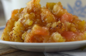 Eaten plain or with ice cream, you can't beat Old Fashioned Rhubarb Cobbler.  With few steps and simple ingredients, this recipe is a keeper.