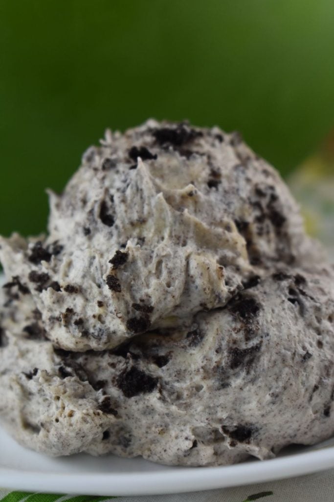 While the texture is light and fluffy, the flavor is rich and decadent. This means a little serving is all you need. Make Oreo Fluff on a hot day, and take it to your next summer pitch-in.  It will serve a crowd.