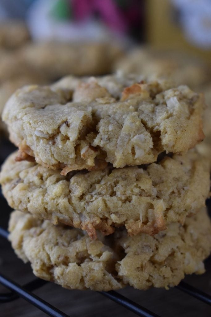 These Pride of Iowa cookies are addictive. The outsides are crispy, yet the insides are soft. What more could you ask? I love the addition of coconut for added sweetness, and chopped nuts lend to the crunchy texture.