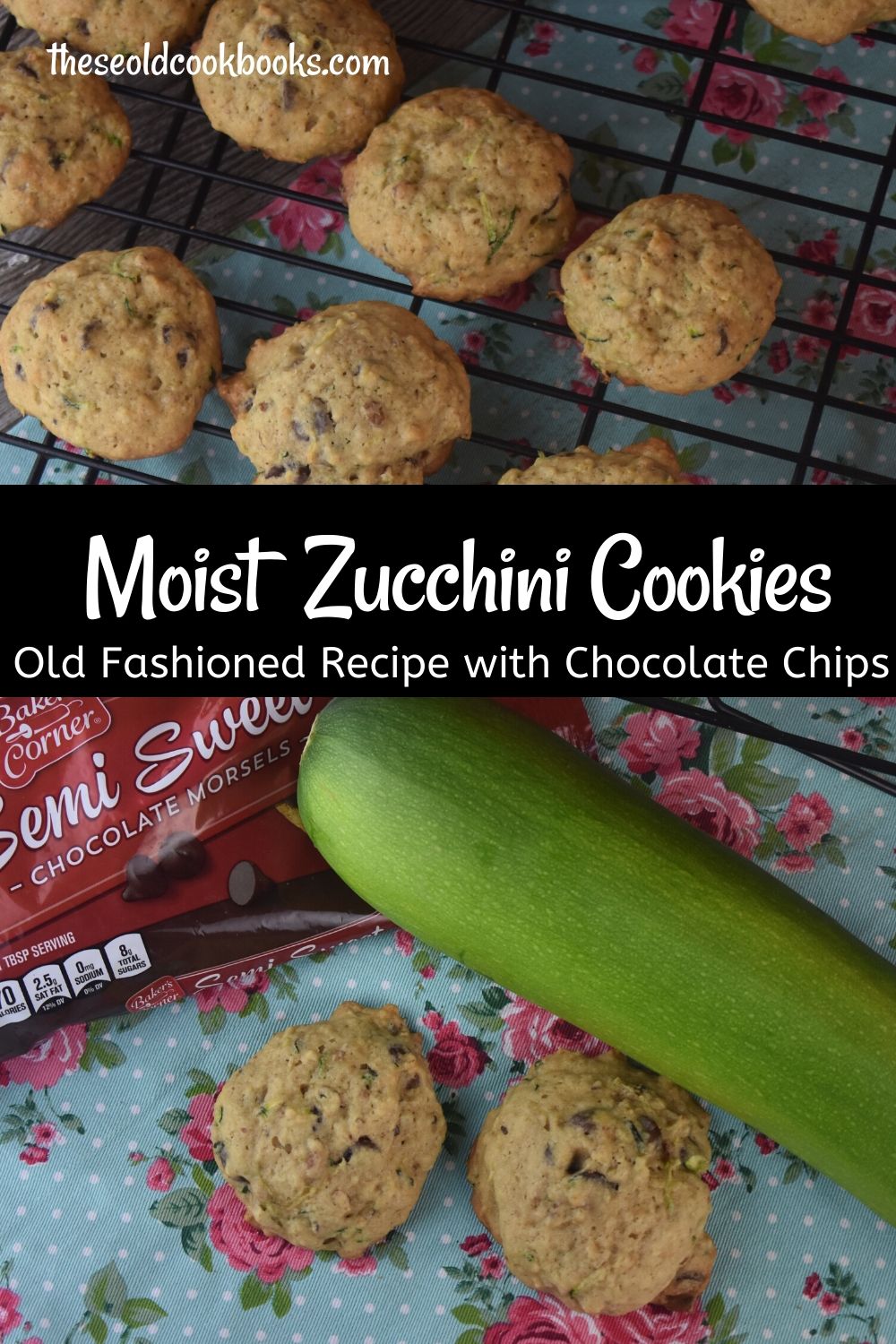Moist Zucchini Cookies are an old-fashioned recipe with chocolate chips.