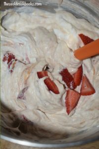 Strawberry Rhubarb Fool is the perfect way to use up frozen rhubarb. This light and airy rhubarb whip contains slices of fresh strawberries.  