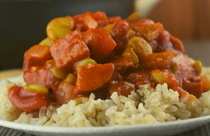 Bring home the flavors of the bayou with Smoked Sausage Stew. This saucy skillet dinner is served over rice and serves a crowd.  