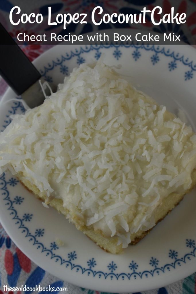 What makes this 9 x 13 Sour Cream Coconut Cake so special? This amped up white cake mix recipe has a dense, moist texture that comes from a combination of sour cream and cream of coconut.