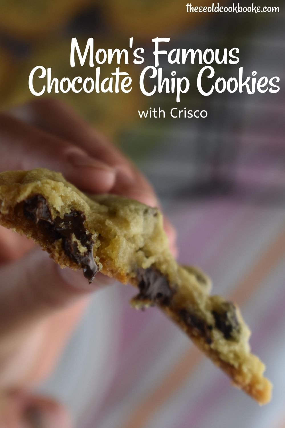 Mom's Chocolate Chip Cookies are perfect. This chocolate chip recipe (without butter) has stood the test of time. The special ingredient is butter-flavored Crisco which results in a crisp outer edge and soft, tender center. This is the only cookie recipe you'll ever need. 