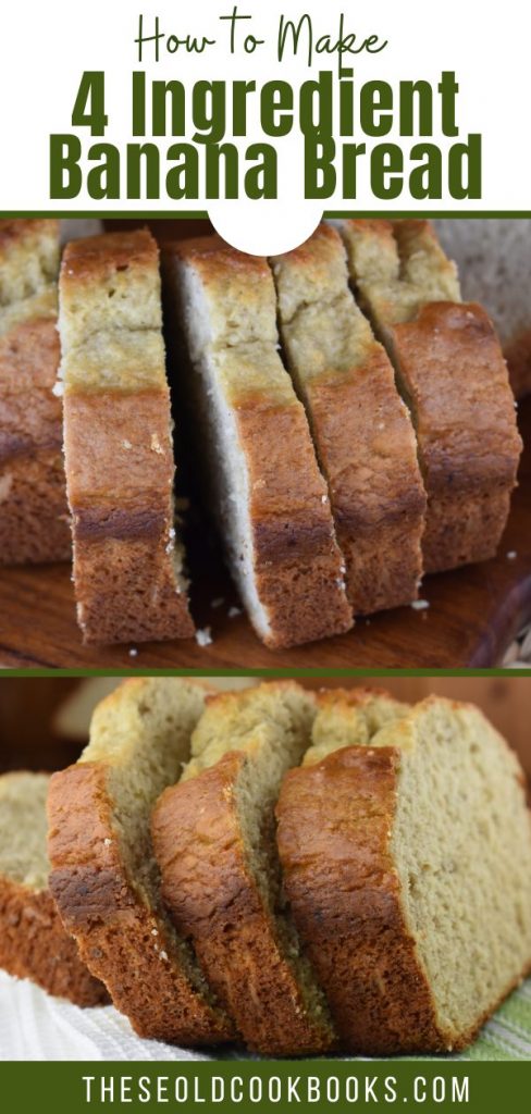 With just four simple ingredients and five short minutes, you'll have a loaf of banana bread in the oven. This 4 Ingredient Banana Bread recipe uses self-rising flour, bananas, eggs and sugar to create a quick bread option without needing an endless list of ingredients.