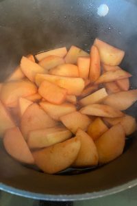 My kids love these rosy red Cinnamon Stewed Apples for breakfast, lunch or dinner.  Made with apples sugar, water and cinnamon and cooked on the stove-top in a matter of minutes, you'll find yourself adding these to your weekly menu rotation.