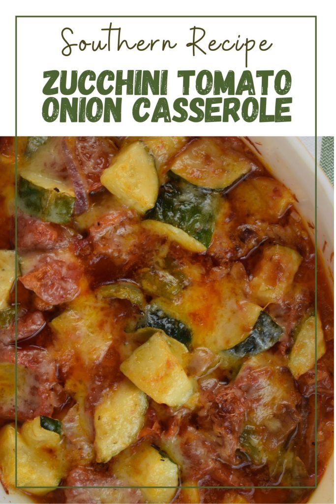 Healthy Zucchini Tomato Casserole includes a menagerie of fresh garden veggies sautéed together. Before serving this zucchini tomato and onion casserole, a layer of shredded Parmesan cheese is melted over top for the perfect finishing touch.