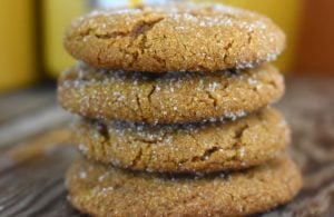 Cinnamon Snaps are a soft molasses cookie that's big on flavor.  The combination of butter and Crisco gives a perfectly soft interior and slightly crisp exterior that reminds you of an old fashioned molasses cookie recipe.