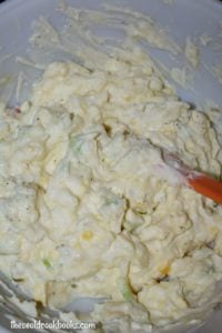 Potato Salad with Leftover Mashed Potatoes is an ingenious way to use up mashed potatoes. It's also great for days when you're in a time-crunch and are wanting a delicious side dish.