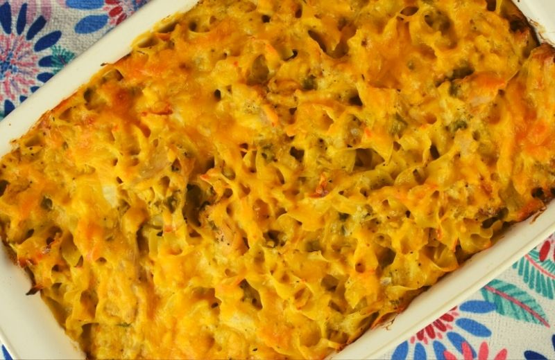 The reason easy chicken casserole with green chiles makes the perfect meal idea for new moms is that it travels great. Prepare the casserole all the way to the step that it goes in the oven. Instead of cooking it, cover tightly with foil and refrigerate.