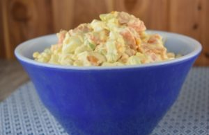 Sweet Potato Salad with Canned Yams is as easy as it is delicious. Starting with canned sweet potatoes is a super time-saver, and the result is a slightly sweet and very special cold potato salad.