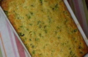 Broccoli Cornbread Bake is an easy side dish casserole that uses a box Jiffy mix.  The result is a tasty dish that's feeds a crowd---the perfect holiday side dish. 