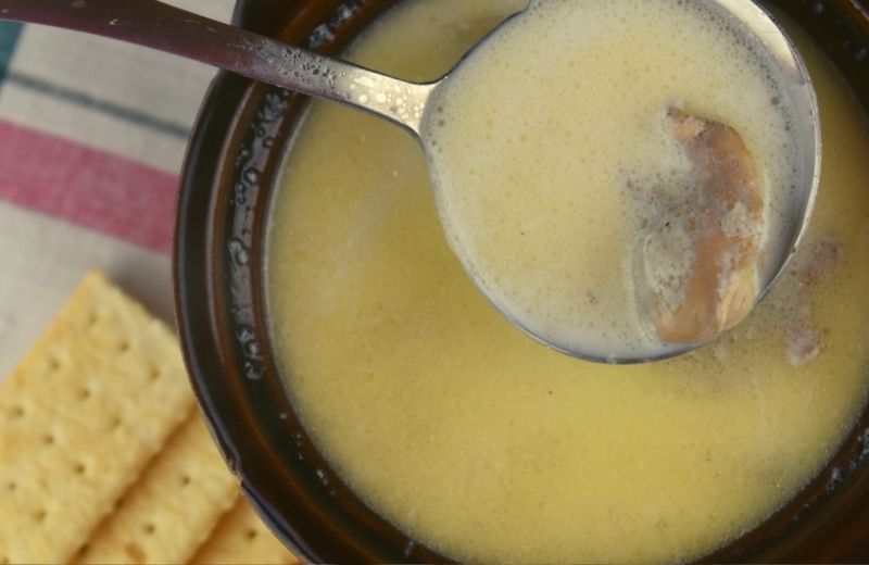 Grandma's Oyster Soup is a traditional Christmas menu item. Grab a sleeve of crackers and dig into this soup featuring oysters in a buttery-milk broth.