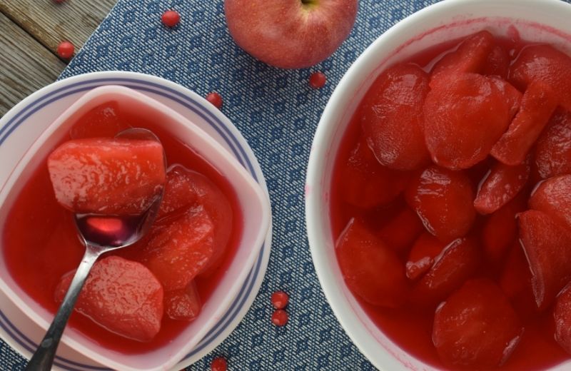 Red Hot Candies are not just for eating.  Instead, add them to an old fashioned classic stewed apples to create Red Hot Cinnamon Apples.  Eat these as a snack or a dessert. Either way, kids love them!