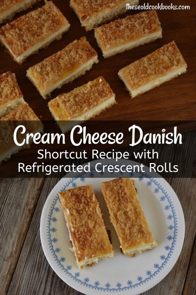hort cut cream cheese danish with crescent rolls is an easy breakfast option using refrigerated crescent rolls.  Be sure to bake them the night before so that they are cooled and set up just in time for breakfast.