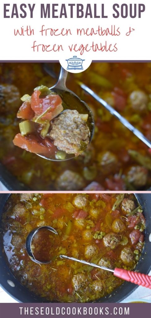 Frozen Meatball Vegetable Soup uses two shortcut ingredients, frozen meatballs and frozen vegetables, to make a hearty and delicious weeknight dinner.  Your traditional vegetable soup has been reimagined.