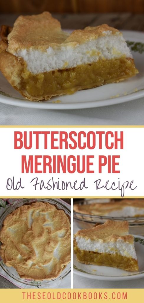 Butterscotch Sour Cream Pie is an old fashioned meringue pie with the sweet, creamy filling baked directly in the pie crust.