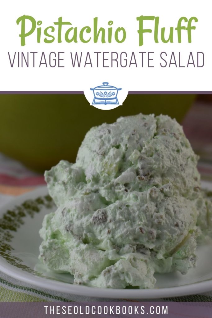 Watergate Salad (also known as Pistachio Fluff) is a delightful, vintage salad packed with Pistachio flavor.  With only 5 simple ingredients, this fluffy treat will quickly become a most-requested recipe. 