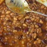 Baked Beans with Ground Beef is a Southern Baked Bean Casserole using pork and beans, kidney beans and hamburger in an classic baked bean sauce.