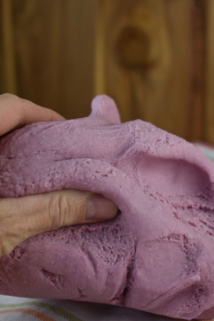 Making homemade play doh is the perfect kid activity. I let my kids measure, stir and knead the play doh. Just be sure to handle the boiling water yourself to prevent a burn.