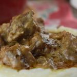 Beef Chunks in Sour Cream is a Slow Cooked Cubed Beef Recipe.  This beef stew meat recipe makes it's own gravy making it perfect over mashed potatoes, rice or buttered noodles. 