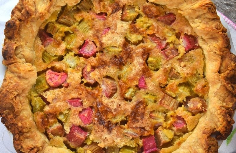 Crushed crackers are used in this classic rhubarb pie to keep it from being so runny.