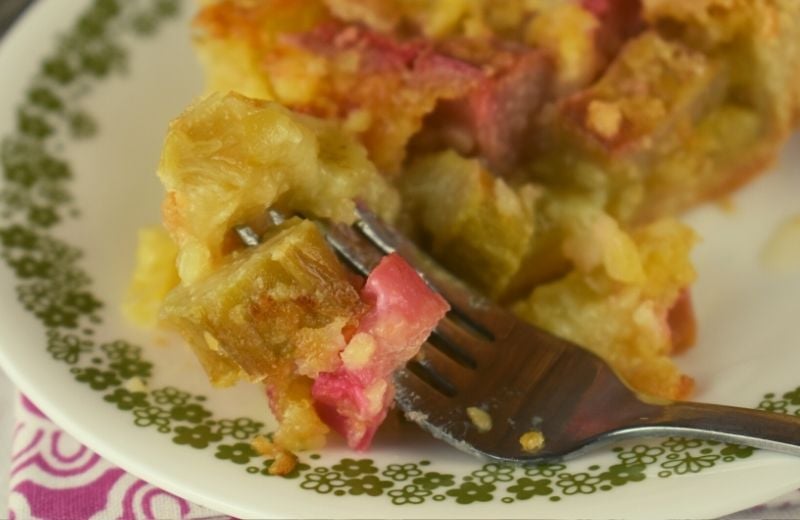 Classic rhubarb pie with no upper crust is a great spring dessert option.