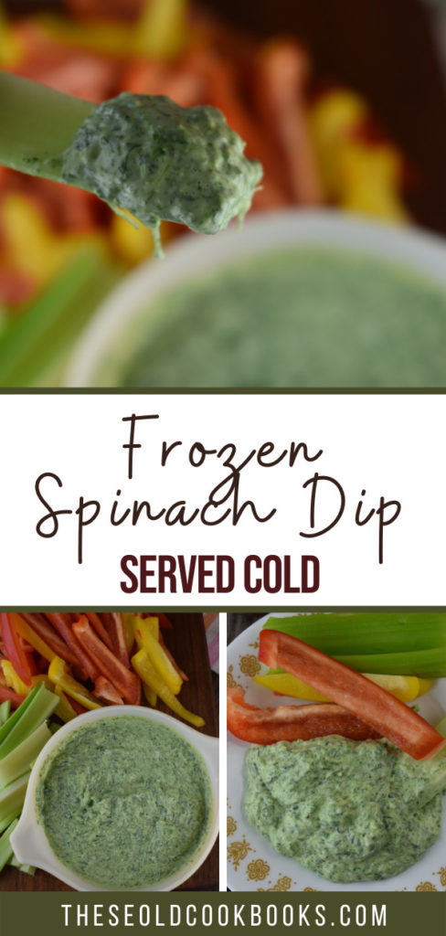 Serve this spinach dip cold along with a variety of vegetables, including celery and red, yellow or green peppers.