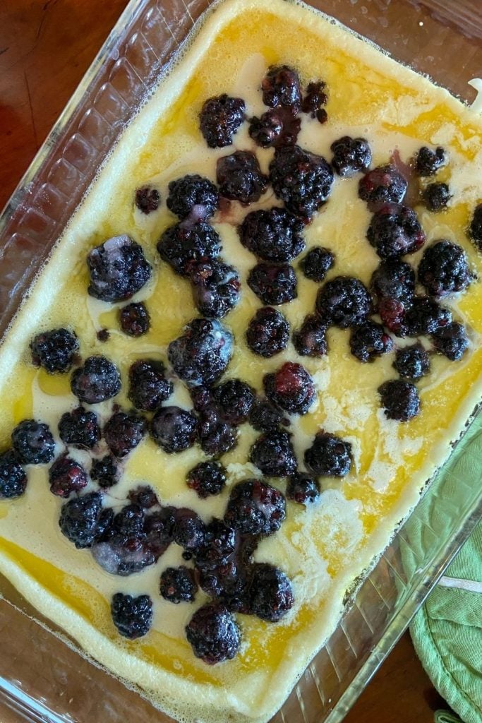 My Dad gives this Old Fashioned Blackberry Cobbler two thumbs up!  Follow these easy instructions on how to make a blackberry cobbler from scratch using fresh blackberries.  This simple recipe is a home run each and every time.