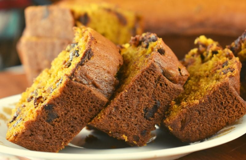 This pumpkin break with chocolate chips is an easy homemade quick bread that is perfect with a cup of tea or coffee.