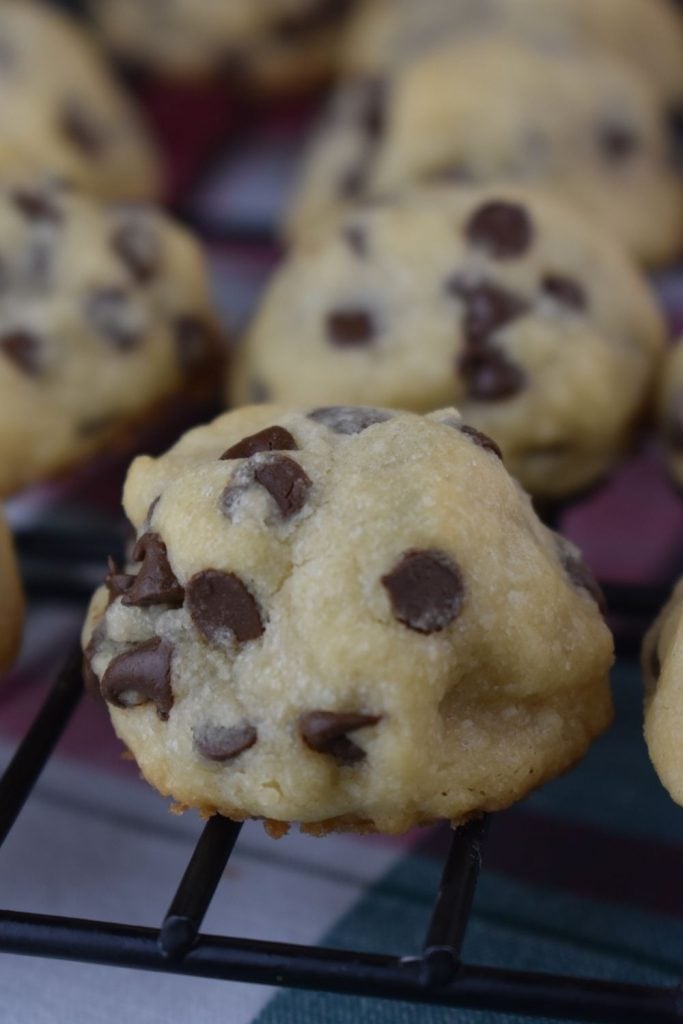 These homemade chocolate chip cookies have a hidden surprise inside. Each of them have a Hershey Kiss candy inside.