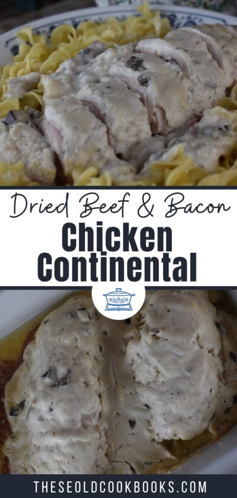 Crock Pot Continental Chicken takes the classic party chicken with cream of mushroom of times past and converts to slow cooking.  With bacon, dried beef and sour cream, this chicken recipe is a winner for dinner. 