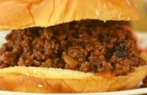 Ground Beef BBQ Sloppy Joe Recipe is an old fashioned ground beef barbecue sandwich recipe from the farm without brown sugar.  Served over bread, baked potatoes, or even on a cracker, you can't go wrong with this easy ground beef barbecue recipe.